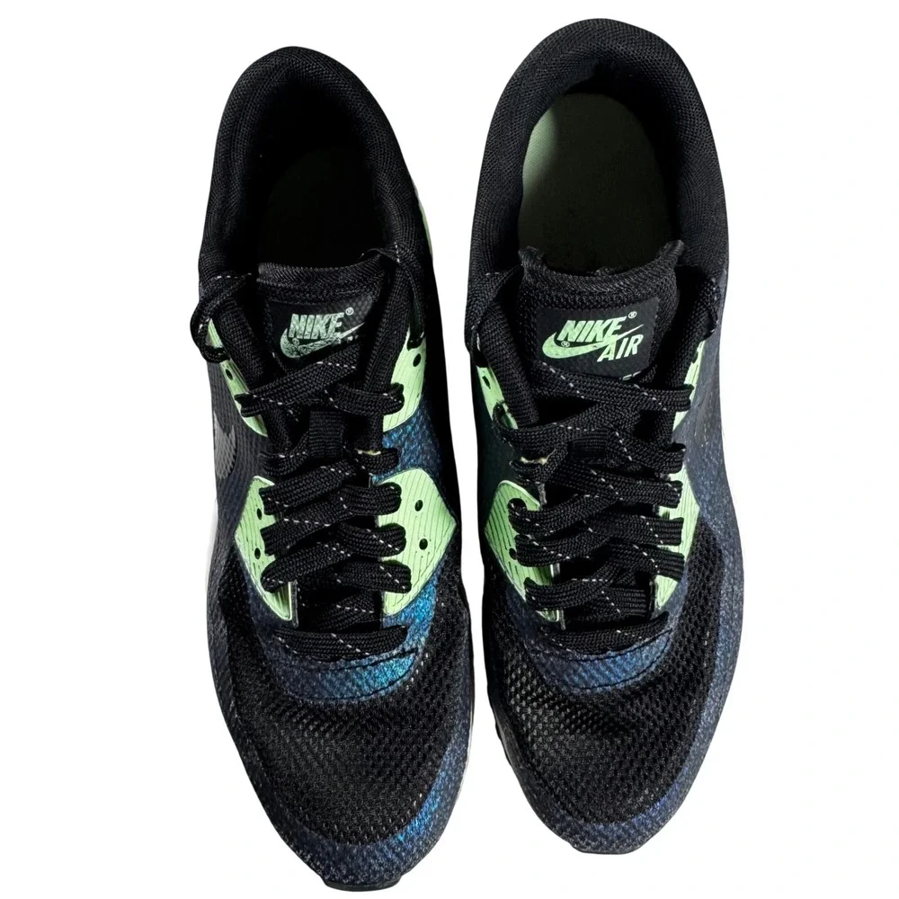 Nike Air Max 90 Hyperfuse Womens 8.5 Black Iridescent Flash Lime Good 811165-001